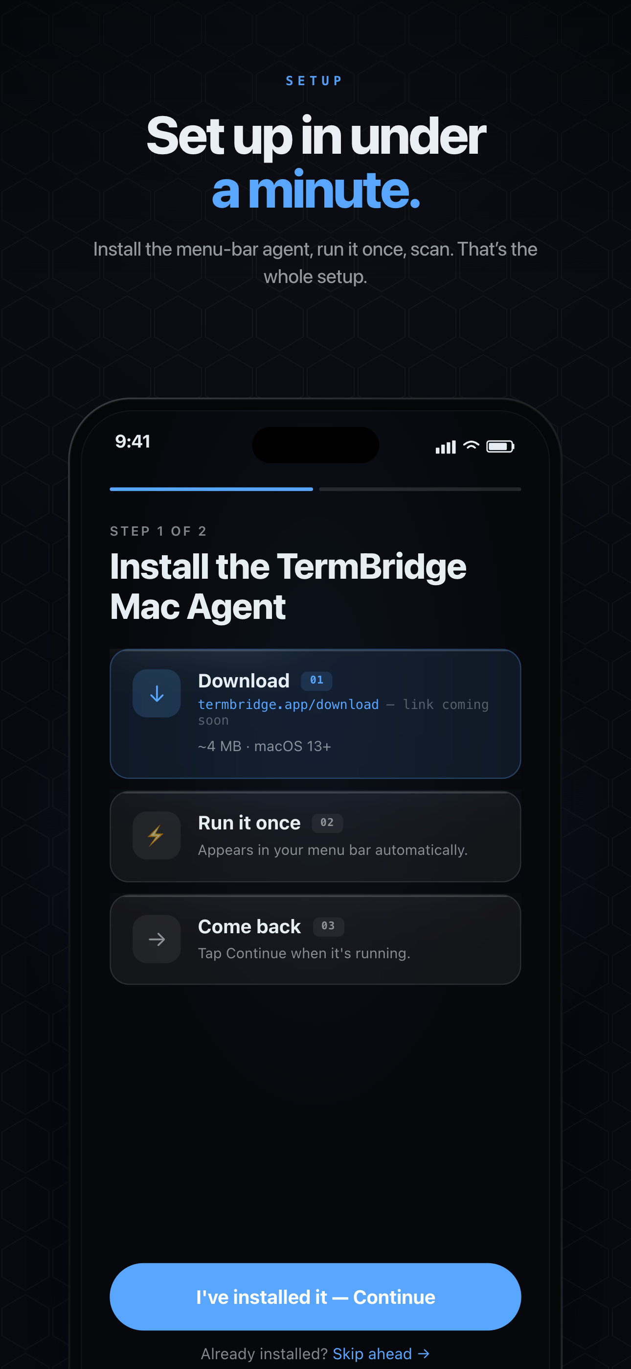 TermBridge iphone 06 setup screen